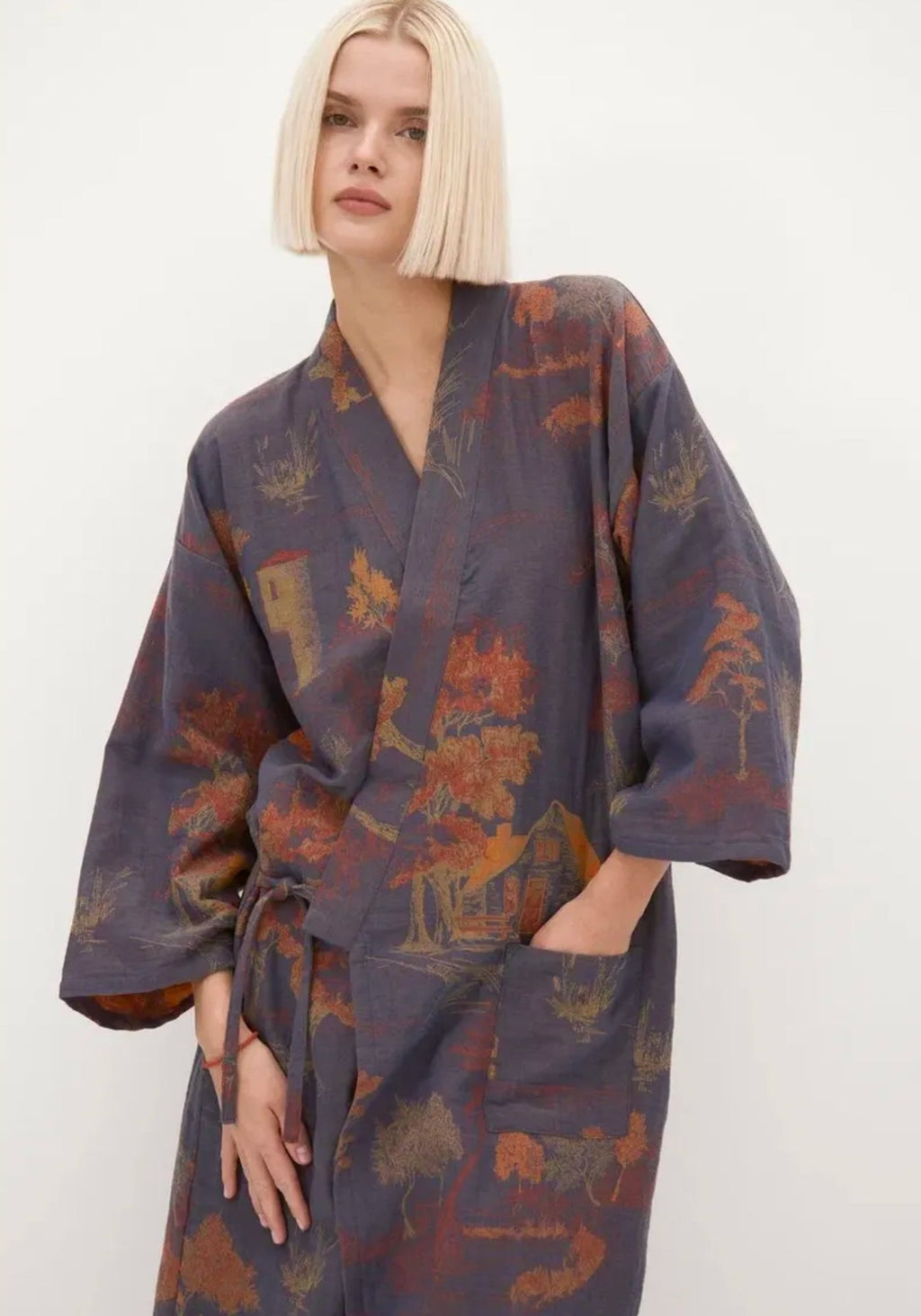 Peignoir Femme Col Kimono